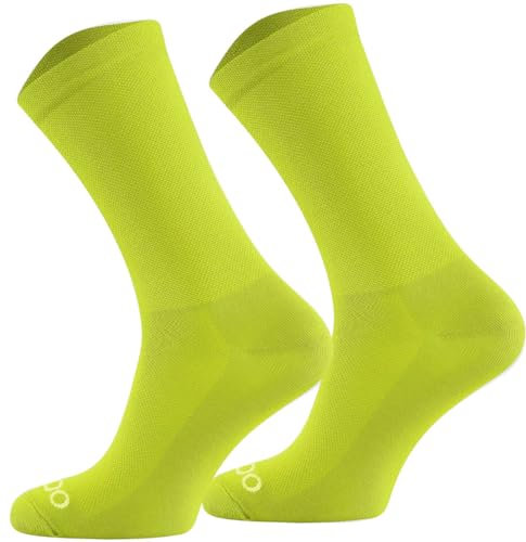 TODO Calze da ciclismo uomo e donna, traspiranti, per bici da corsa, calze da ciclismo, da uomo, con motivo anche calze da corsa., Neon G, 47-50