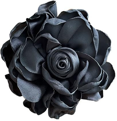 Lllunimon 3,9 Zoll Elegante Camellia Blume Brosche Revers Pins Handgemachte Zierliche Satin Stoff Broschen Pin Für Frauen Mädchen Hochzeit Tanzkleid Zubehör,E