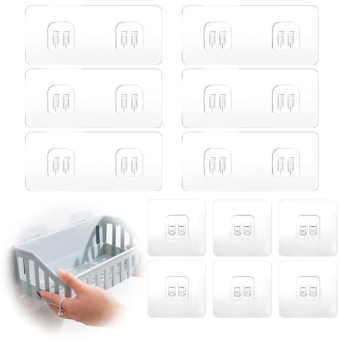 12 Stück Duschablage klebehaken ersatz,Klebehaken badezimmer,Selbstklebender klebehaken transparent für küche,bad,wohnzimmer