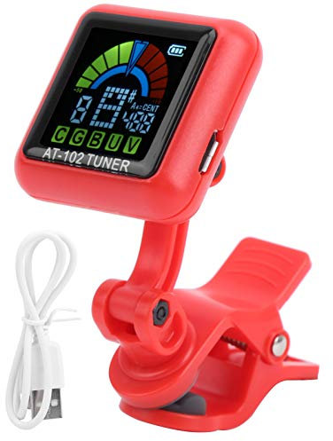 Guitar Tuner Clip on, Guitar Tuner, Micro Headstock Tuner for Acoustic Guitar, Electric Guitar, Bass Guitar, Mandolin, Banjo (red)