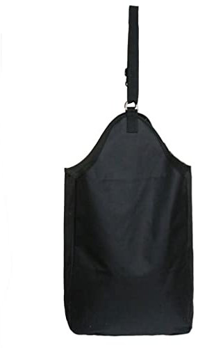 tuwiwol Heubeutel, Kleintier Futterspender, Pferdefutter Fütterungsspender, Ein Loch Hängebeutel, verstellbarer Gürtel, Unkrautkäfig Zubehör, Schwarz