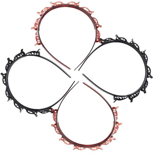 Landrain 4 Stück Haarreif mit Klammern, Doppelschicht-Hairpin, Geflochtene Haarreifen mit Clips