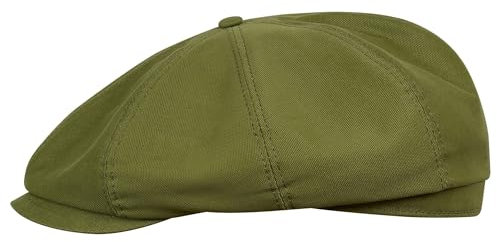 Sterkowski Modell Shelby | Baumwolle Schiebermütze für Herren und Damen | Fahrrad Cabrio Retro Modische Sport Premium Stilvolle Gangster Gatsby Klassische Sommer Ballonmütze Schirm Olive Grün 59