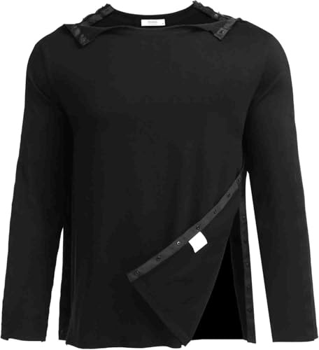 Sport Tshirts Herren Funktionsshirt Langarmshirt Vollständig Abreißbar T-Shirts nach Schulteroperationen mit Druckknopf Dialyse Chemo Port Zugangshemd T-Shirt-Oberteile