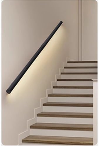 LED-Treppenhandlauf aus Aluminium mit leuchtendem Kabelgeländer, Sicherheitshandlauf für den Innen- und Außenbereich, zur Wandmontage (schwarz, 47,3 Zoll/1,2 m)