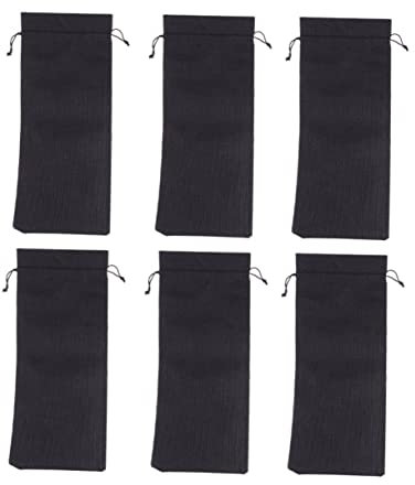 SEWOART 6 Pezzi Sacchetti di Bottiglia di Vino di Juta Sacchi di Vino di Iuta Copri Bottiglia con Coulisse Sacchetti di Vino di Stoffa Sacchetti di Juta Borse con Coulisse Black