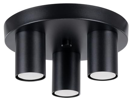 SOLLUX lighting Deckenlampe Deckenleuchte Deckenstrahler Stahl 3 Flammig 25 x 25 x 12 cm Schwarz Lagos