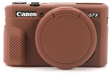 G7X Mark II Case,Soft Silicone Protective Case Ultra-Thin Lightweight for Canon PowerShot G7X Mark II Camera with Removable Lens Cover (Coffee)