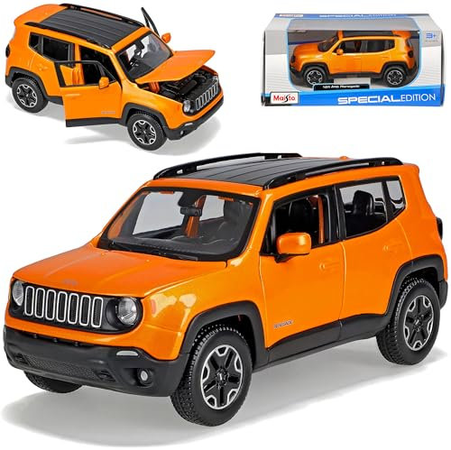 alles-meine.de GmbH Jeep Renegade SUV Orange Ab 2014 1/24 Modell Auto mit individiuellem Wunschkennzeichen