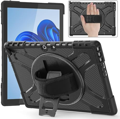 DreamerX Étui clavier pour Microsoft Surface Pro 12e/11/10/9 33 cm 2026 | Étui en TPU résistant aux chocs, support rotatif avec dragonne et porte-crayon, compatible avec clavier
