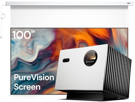 Anti-Speckle Valerion Plus2 4K Triple-Laser-Projektor Bundle mit 100 motorisierter Leinwand & Desktop-Gimbal-Ständer, Premium Heimkino-Setup