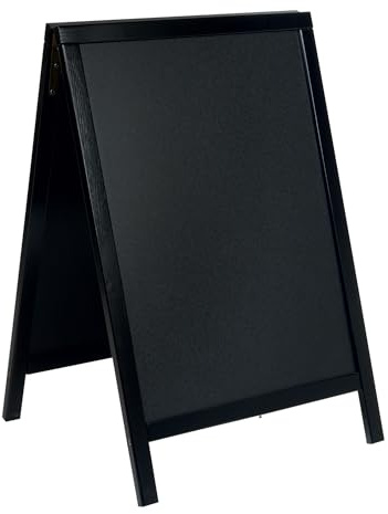 Deflecto Double-Sided Pavement A-Frame Chalkboard, Freestanding Blackboard Display for Outdoor Cafés, Shops, Events, Menus, Street Signage - 85cm x 54.5cm x 44cm Black