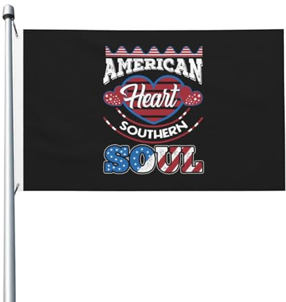 4. Juli Amerikanisches Herz Südstaaten-Seele Banner Flagge Dekorative Gartenflaggen Für Sportveranstaltungen Party Rasen 3X5Ft