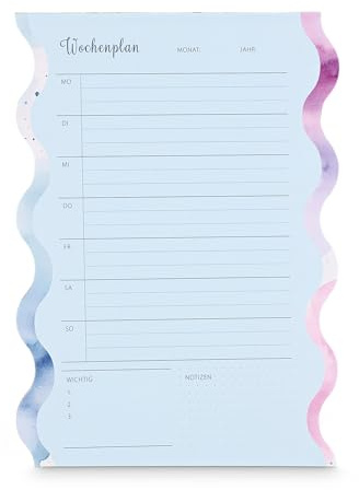 Idena 11380 - Notizblock Wochenplaner, Format 14 × 20 cm, Block mit 52 Blatt, 100 g/m² Papier, 1 Woche auf 1 Seite