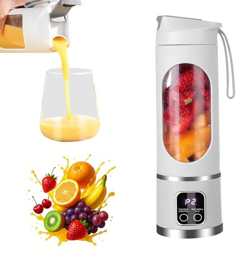 Hojalis 450ml Mixeur Portable, Mini Blender Smoothie avec 12 Lames, Mixeur Smoothie Portable, USB Rechargeable Blender Portable pour la Préparation de Milk-Shakes, jus de Fruits, Smoothies