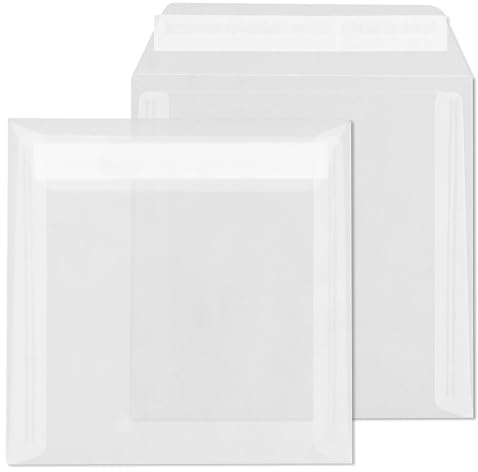 ÖKI Transparentkuvert quadratisch, 50 Stück, Briefumschlag mit Haftstreifen, 160x160mm, 100g, weiß klar