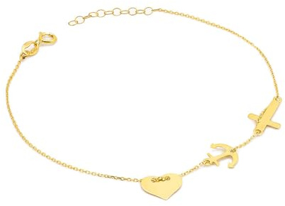 MARKO Gold Armband Damen 333 – Glaube Liebe Hoffnung Armband Echtgold – Kreuz Anker Herz – 8 Karat Goldarmband verstellbar 16–19 cm – stilvoller Goldschmuck Geschenk für Frauen