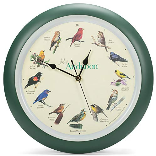 Mark Feldstein & Associates Audubon Wanduhr Singender Vogel, 33 cm