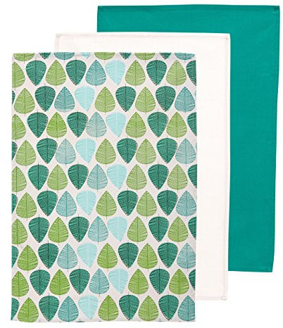 Premier Housewares Leaf Tea Towels - Set of 3, Green