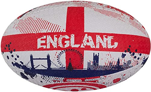 Optimum ENGLAND National Rugby Ball- Iconic Style with Great Flight and Air Retention - Rubber Dimpled Surface for Enhanced Grip - 2-Ply 410g Ball, Size 3