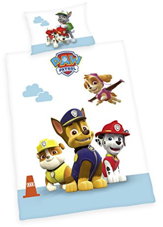 Herding Paw Patrol Bettwäsche-Set, Kopfkissenbezug 40 x 60 cm mit Hoteleinschlag, Bettbezug 100 x 135cm, Mit leichtläufigem Reißverschluss, Baumwolle/Renforcé, Bunt