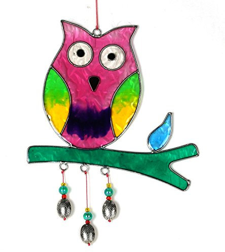 ART-CRAFT Fenster Hängedeko Sonnenfänger – Handgemachter Suncatcher für magische Lichtspiele – Fensterdeko und Gartendekon – Handbemalte Fensterdekoration - Motiv Eule