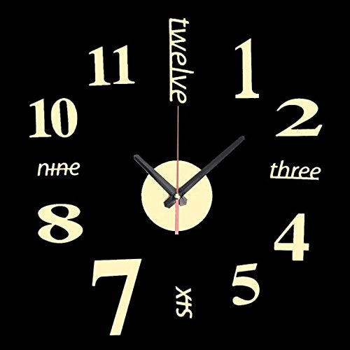 EsportsMJJ DIY Mini Modern Art Mirror Wall Clock 3D Aufkleber Design Home Office Zimmer Dekor-Gold