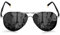 ROCKNIGHT Unisex-Erwachsener Polarisierte Flieger-Sonnenbrille Metall Flat Top Sonnenbrille Leichtbau Driving Uv400 Außen Mittel Silber-Schwarz-Rahmen/Grau Lens (nicht Mirror)