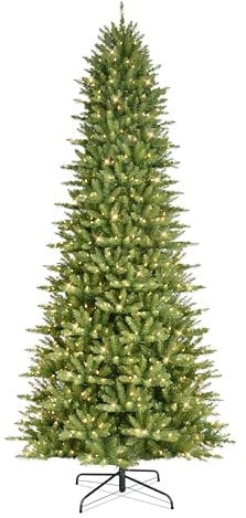 Puleo International 10-Foot Pre-Lit Slim Fraser Fir Tree with 900 UL Clear Lights Artificial Christmas