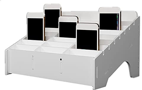 XICHENGSHIDAI Cell Phone Storage Box, 24 Compartment Phone Holder, Caddy and Ink Pad Organizer for Office and School Supplie - White