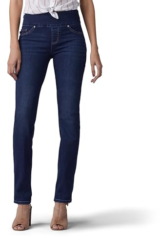Lee Women's Sculpting Fit Slim Leg Pull on Jean, Infinity, 14 Long