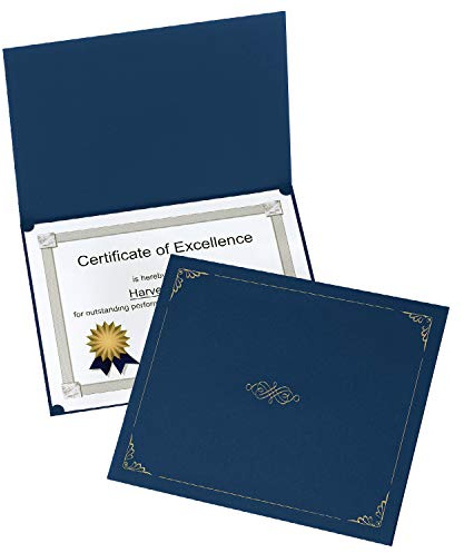 Oxford Certificate Holders, Diploma Covers for Letter Size 8.5x11 Certificates, Cardstock, Dark Blue, Letter Size, 25 per Pack (299235)