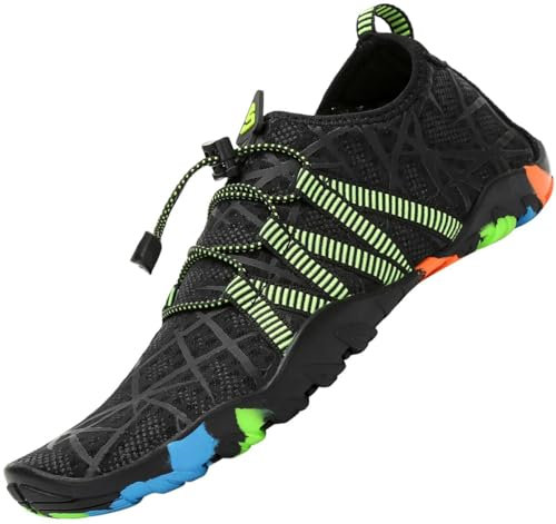SAGUARO Badeschuhe Herren Wasserschuhe Damen Barfuss Schuhe Sport Schwimmschuhe Barfußschuhe Gegen Seeigel Aquaschuhe rutschfest Strandschuhe Leicht Neoprenschuhe Barfussschuhe Schwarz 1, Gr.44