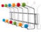 DESIGN DELIGHTS GARDEROBENLEISTE COLOUR BALL BUNT SILBER| 50x15,5x6,5cm(LxHxT) | farbenfrohe Wandgarderobe, Garderobe mit 12 Haken, Hakenleiste mit bunten Kugeln