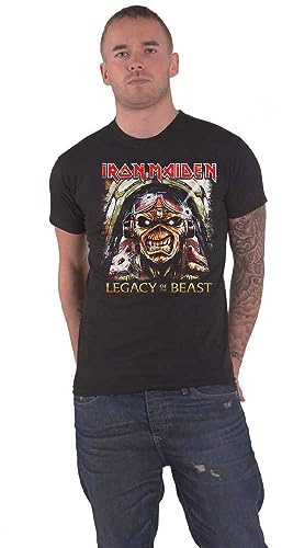 Iron Maiden T Shirt Legacy of The Beast Aces Band Logo Official Mens Black