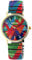 Raptor - Colorful Edition - Montre analogique à quartz pour femme - Diamètre 36 mm - Bande de traction - Acier inoxydable - Motif imprimé coloré, Marron/rose/bleu.