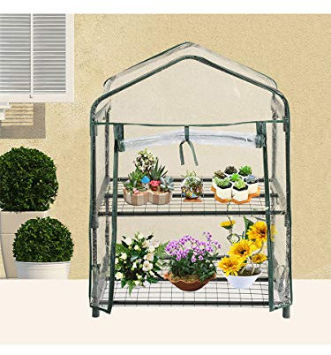 Anjinguang 2 Tier Mini Greenhouse PVC Cover, Replacement Greenhouse Cover Walk in, Plant PVC Replacement Cover Greenhouse Tent, Outdoor Walk-in Greenhouse for Cold Frost Protector Gardening Plants