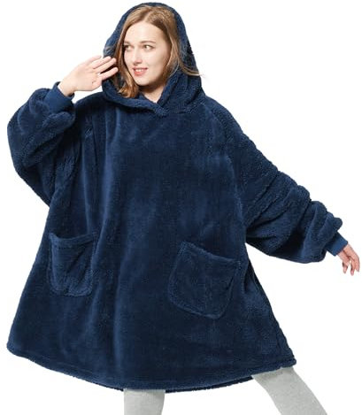 BEDSURE Oversized Wearable Blanket Hoodie - United Kindom Navy Blau