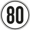 Aufkleber Geschwindigkeits-Schild 80 km/h Folie gemäß StVZO § 58 | Ø5-30cm Made in Germany, Größe: Ø20 cm