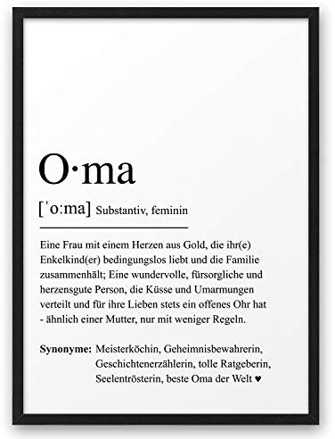 OMA DEFINITION | ABOUKI Kunstdruck ungerahmt | Beste Oma Bild Oma Muttertagsgeschenk für Oma Definition Oma Geschenk Oma | DIN A4 ohne Rahmen