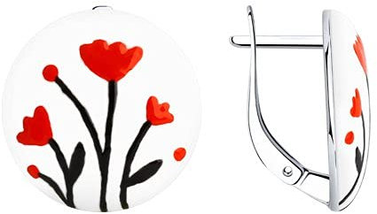 Silber Ohrringe Creolen 925 Silber mit Emaille Damenohrringe Floral Markenschmuck bei Secretforyou