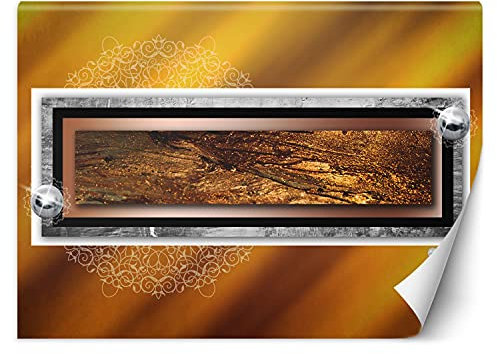 Feeby Papier Peint Intisse Abstrait Or Perles 250x175 cm orange XXL Photo Mural Muraux Tapisserie Géométrique Ornement Arabesque