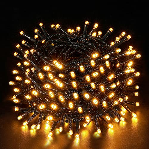 Ulinek 100 LED Guirlande Lumineuse 10M, Décoration Noël Lumière Extérieur Intérieur 8 Mode Éclairage/Basse Tension,Guirlande Lumiere Sapin Arbre Anniversaire Mariage Jardin Maison (Blanc Chaud)