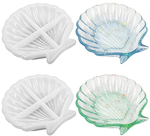 2 PCS FineGood Muschel Harzform Silikonform für Harz Gießschale Epoxidharz Schmucktablett Seifenschale