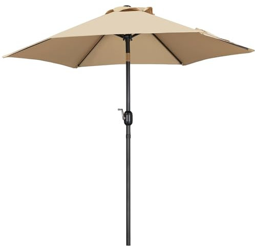 Yaheetech Parasol de Jardin Extérieur Parasol Inclinable 230cm/270cm/327cm avec 6 Baleines Cadre en Métal Protection Solaire pour Jardin Terrasse Patio Piscine Plage Balcon 230 cm Kaki