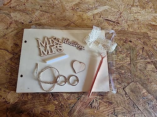 BOPHIS Gästebuch für Hochzeit, 20 Seiten, aus Holz, mit Stift, Gästebuch, Kraft, Hochzeitsalbum, Hochzeit, Goldbuch für Register, Gästezeichen, Hochzeit, Geburtstag, Verlobungsfeier