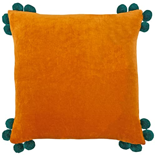 furn. Hoola Polyester Filled Cushion, Cotton, Orange/Teal