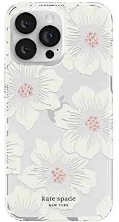 kate spade new york Protective Hardshell Case Compatible with Apple iPhone 14 Pro Max - Hollyhock Floral Clear [KSIPH-225-HHCCS]