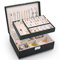 Larkumio Schmuckkästchen Mädchen Damen Groß, Schmuckaufbewahrung Schmuckkasten Sperren Schmuckschatulle, PU Leder Schmuckkiste 2 Schicht Jewelry Box Schmuckbox für Halsketten Ohrring, Schwarz