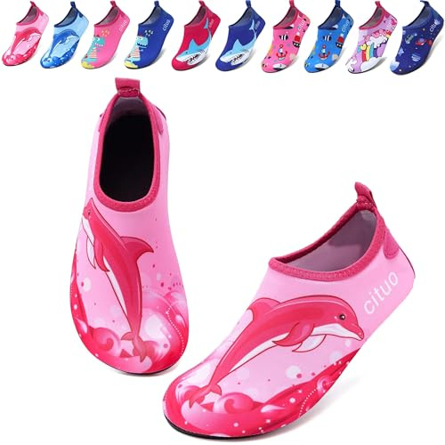 todaysunny Water Shoes for Kids Girls Boys Quick Dry Non-Slip Outdoor | Breathable stretch upper smooth pull on collar heel tab perforated EVA insole flexible sole for pool beach and travel